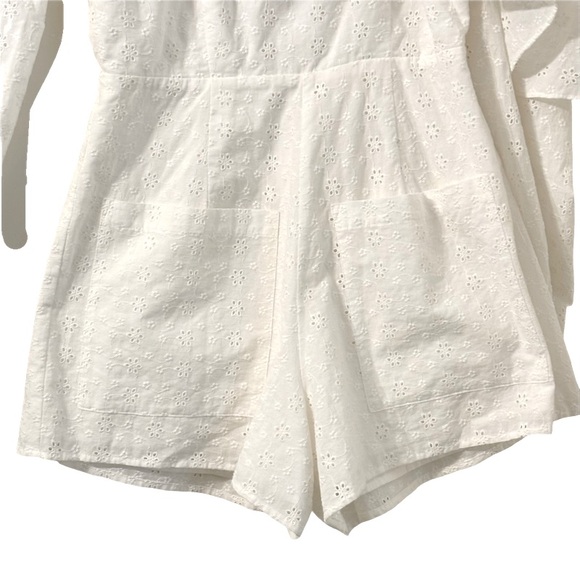 FOR LOVE & LEMONS Bora Bora Eyelet Romper in White Size XS - Picture 7 of 12